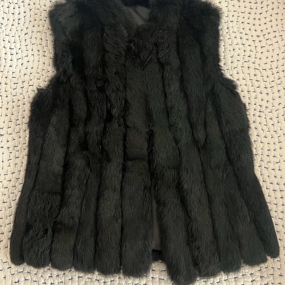 Black Rabbit Fur Vest, Size S